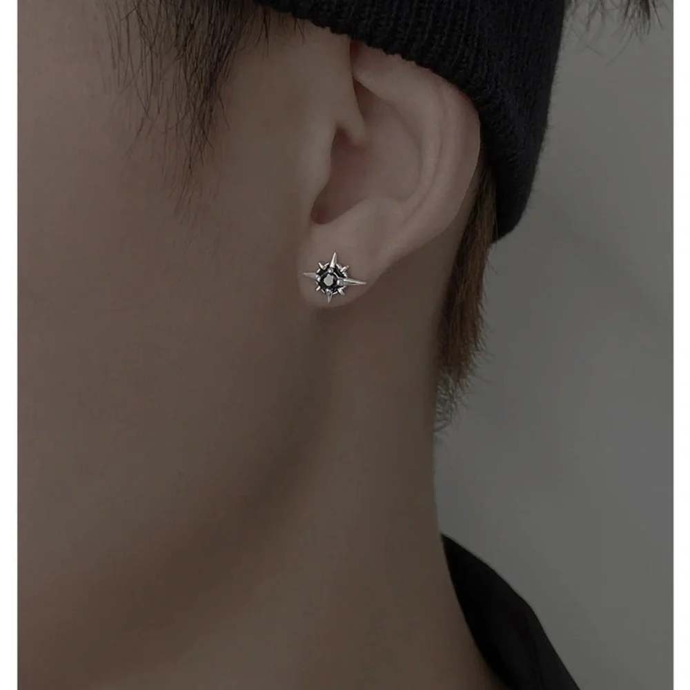 Star Zircon Crystal Small Stud Earrings for Mens Gift Idea